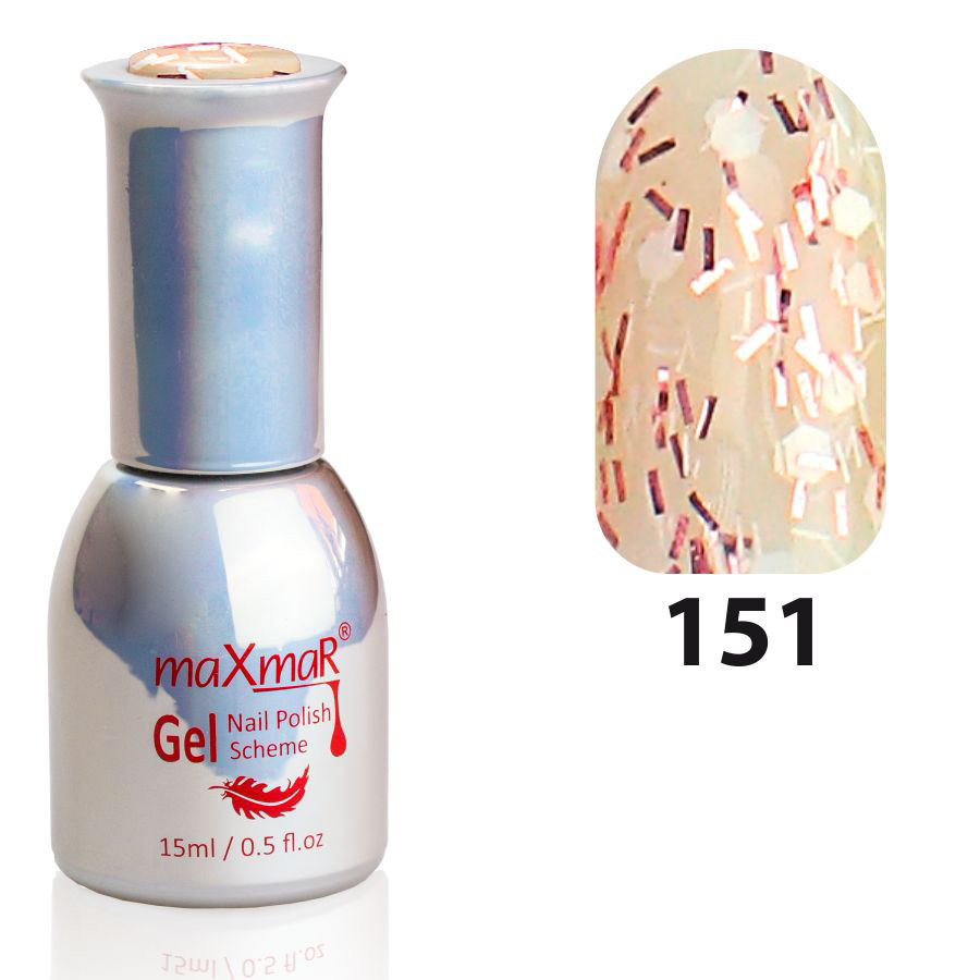 Фото Гель-лак Gel Polish M-15 № 151 Пастельно-рожевий з блискітками