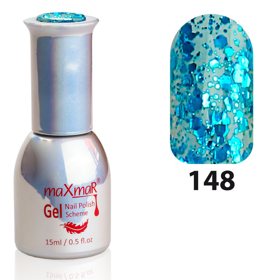 Фото Гель-лак Gel Polish M-15 № 148 Васильковий з великими блискітками