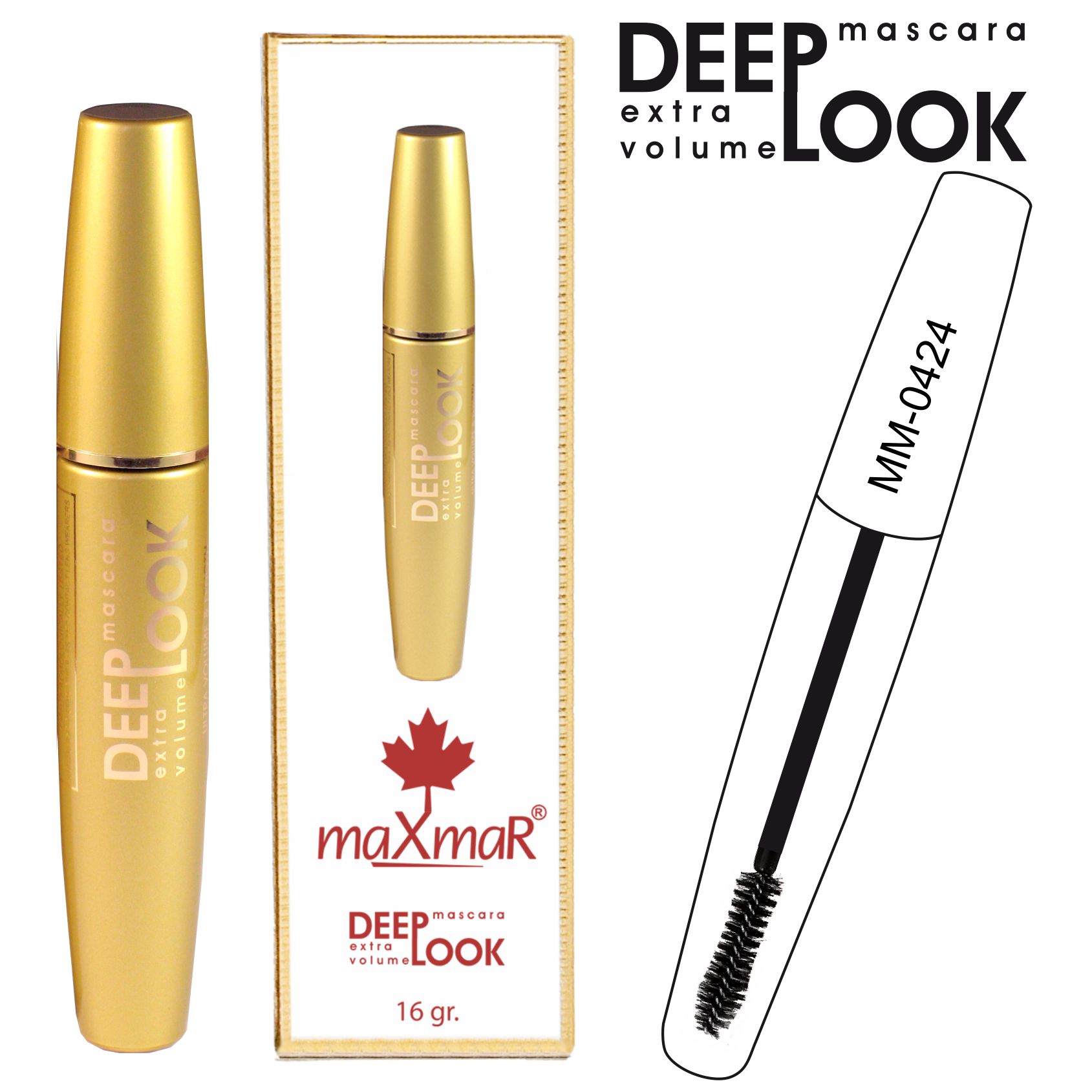Фото Туш для вій Туш для вій Gold Mascara Deep Look maXmaR об'ємна MM-0424