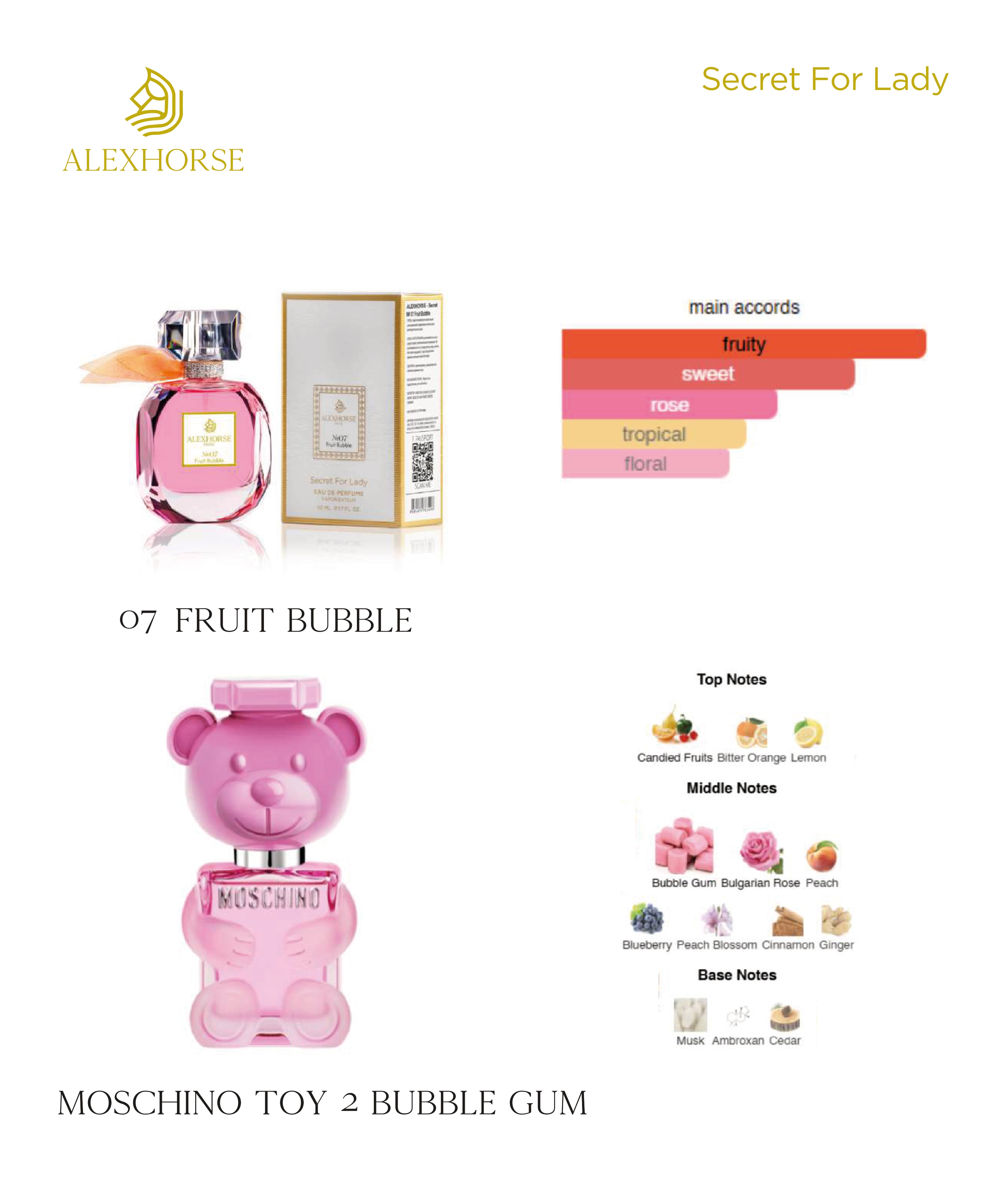 Фото Парфумерія Парфумована вода для жінок Fruit Bubble ALEX HORSE Secret For Lady 50 ml AS-07