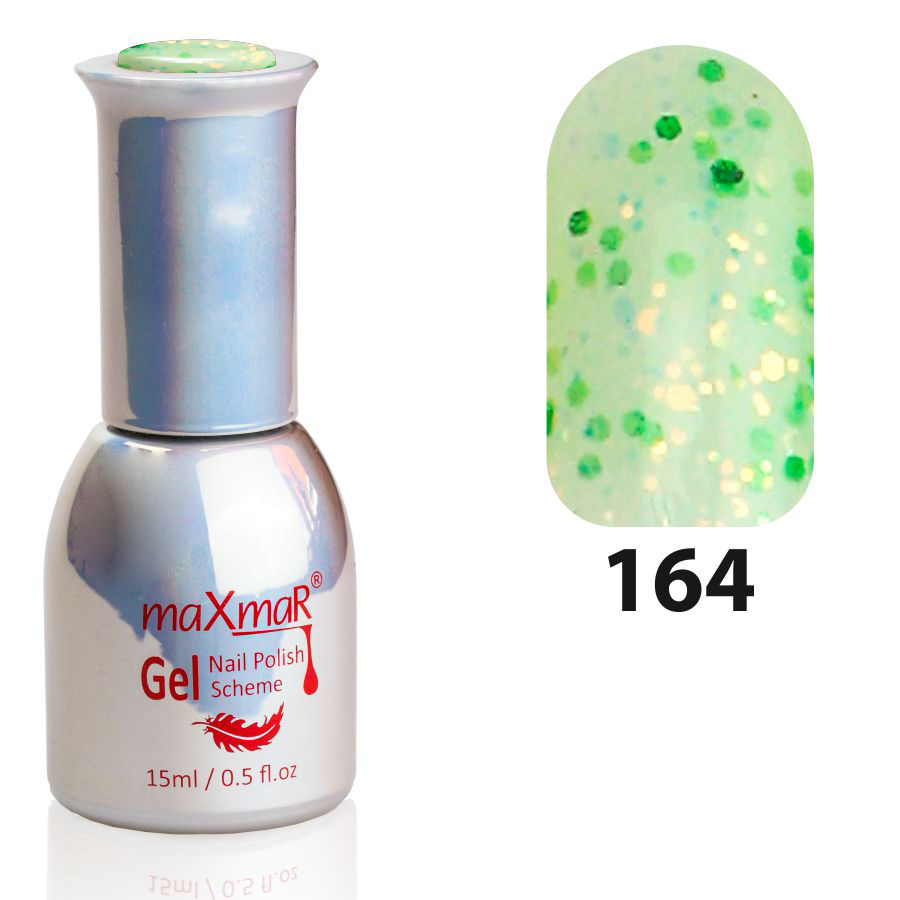 Фото Гель-лак Gel Polish M-15 № 164 Зелений м'ятний з блискітками