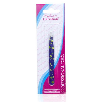 Фото Пинцет скошенный Dark Blue с принтом Christian CTW-124 Dark Blue Christian